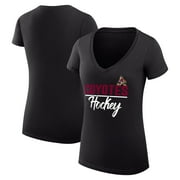 Women's G-III 4Her by Carl Banks Black Arizona Coyotes Graphic Fitted V-Neck T-Shirt